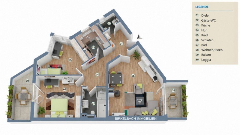 Grundriss-3D Etagenwohnung Bad Homburg vor der H�he